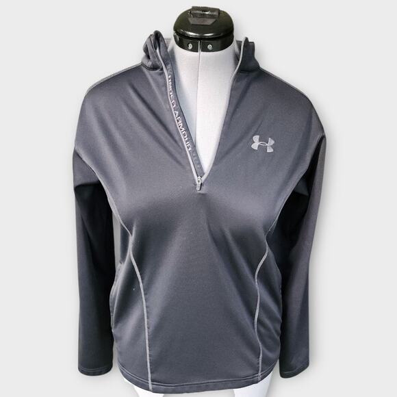Under Armour Pullover Womens S Gray 1/4 Zip Golf Sweater Zip Pockets Performance - Picture 1 of 6